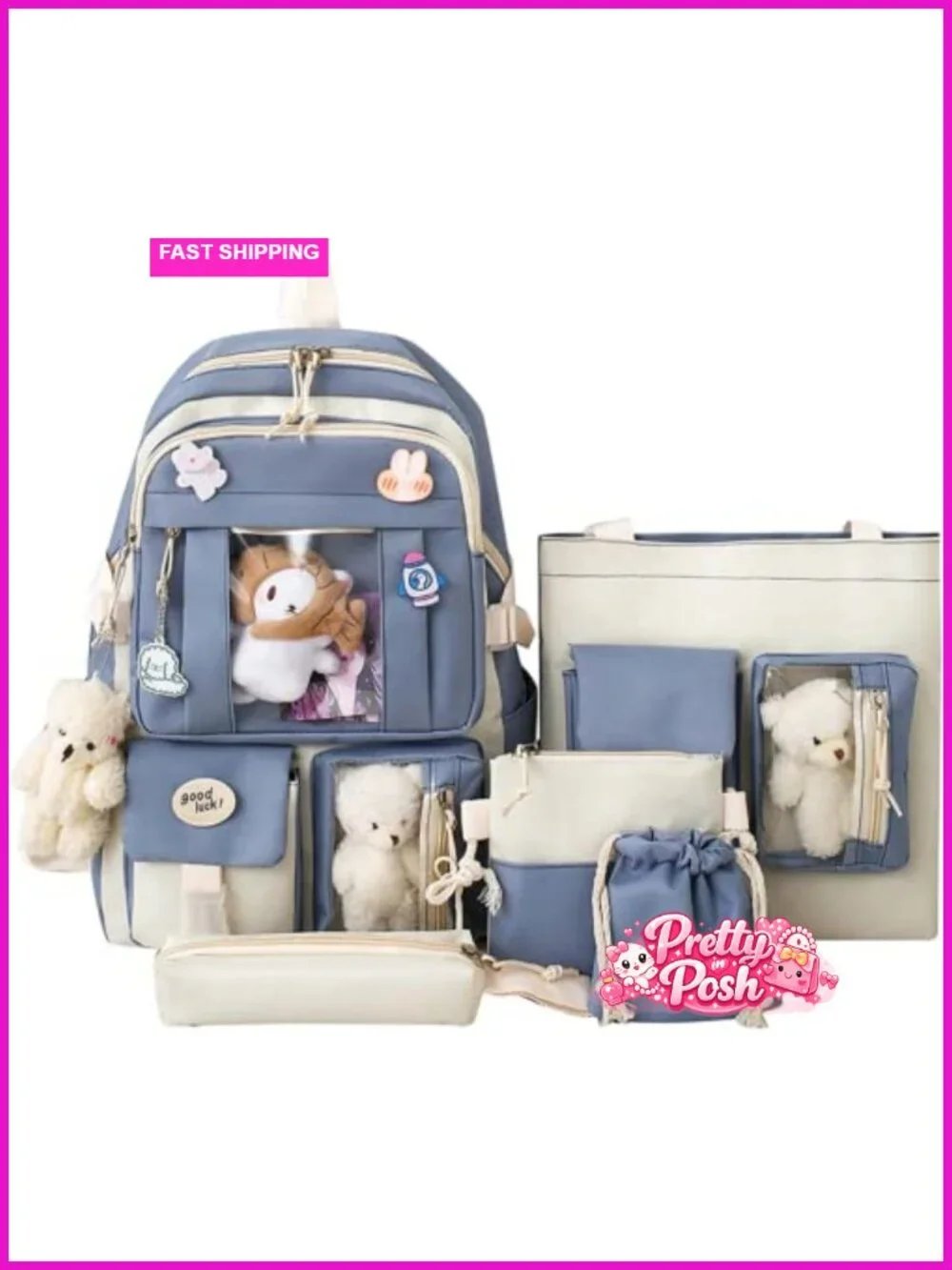 Durable Nylon Backpack Set with Pencil Box and Shoulder Bag
